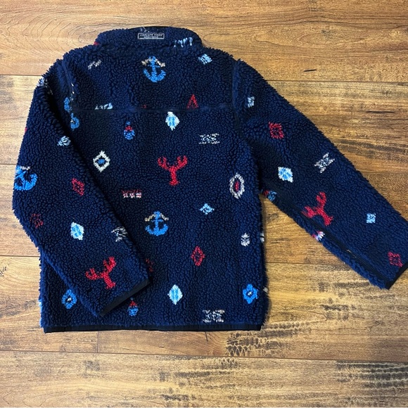 VINEYARD VINES Boys Sherpa Supershep Full-Zip Snowflake-Navy Coastal Jacket NWT - Picture 5 of 8